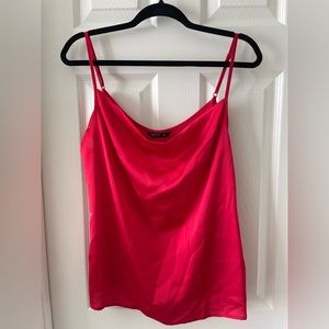 SHIEN curve Red Cowl Neck Satin Cami Top